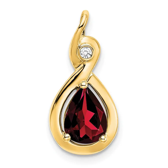 Necklaces Goldia 14K Yellow Gold Pear Garnet and Real Diamond Pendant