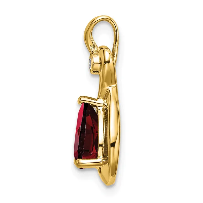 Necklaces Goldia 14K Yellow Gold Pear Garnet and Real Diamond Pendant