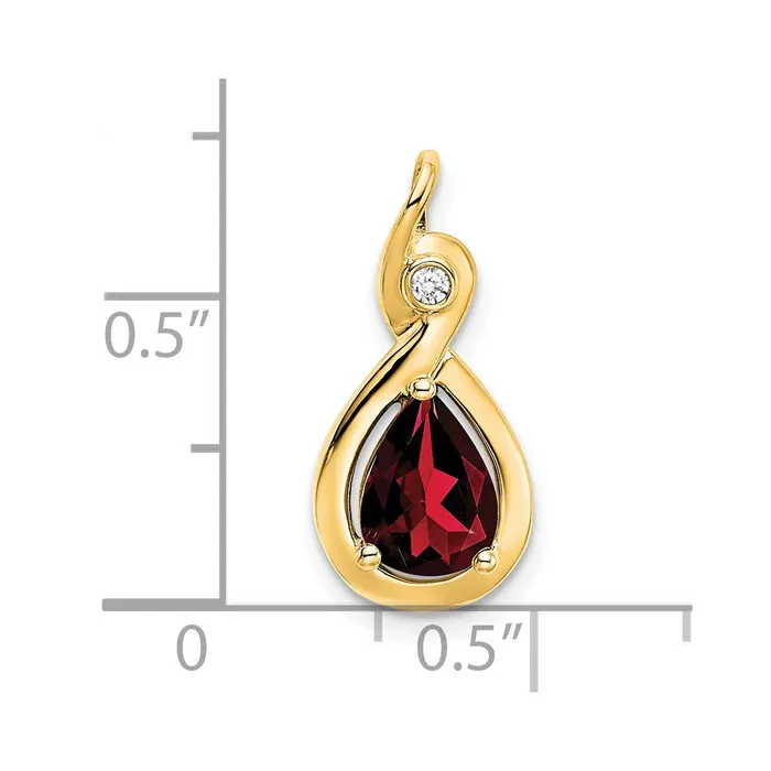 Necklaces Goldia 14K Yellow Gold Pear Garnet and Real Diamond Pendant