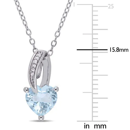 Necklaces JMS always Original AMOUR Aquamarine Heart and Diamond Drop Pendant with Chain In Sterling Silver Necklaces JMS always Original AMOUR Aquamarine Heart and Diamond Drop Pendant with Chain In Sterling Silver