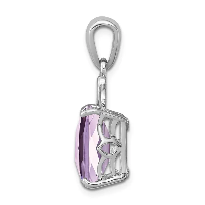 Necklaces Sterling Silver Rhodiumplated Pink Quartz Pendant Goldia