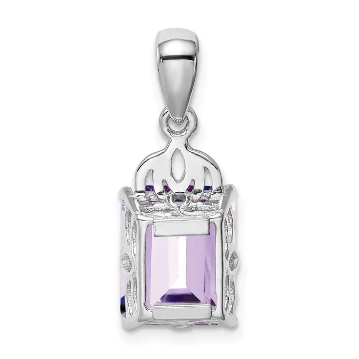 Necklaces Sterling Silver Rhodiumplated Pink Quartz Pendant Goldia