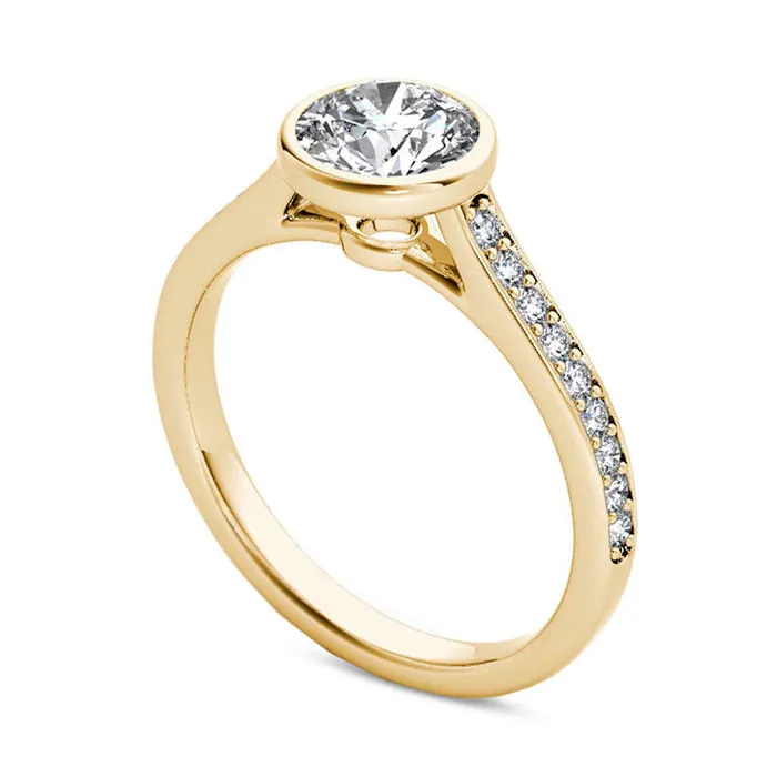 Rings 120 CT TW Natural Diamond BezelSet Engagement Ring in Solid 14K Gold Goldia Rings 120 CT TW Natural Diamond BezelSet Engagement Ring in Solid 14K Gold Goldia