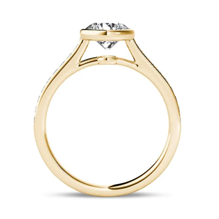 Rings 120 CT TW Natural Diamond BezelSet Engagement Ring in Solid 14K Gold Goldia Rings 120 CT TW Natural Diamond BezelSet Engagement Ring in Solid 14K Gold Goldia