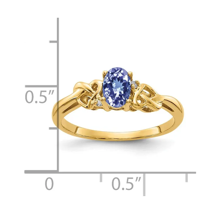 Rings 14k Yellow Gold 6x4mm Oval Tanzanite VS Diamond ring Goldia