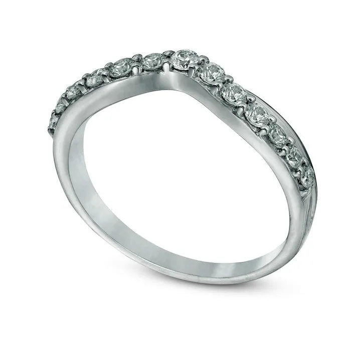 Rings Goldia Previously Owned 038 CT TW Natural Diamond Twist Contour Anniversary Band in Solid 14K White Gold Rings Goldia Previously Owned 038 CT TW Natural Diamond Twist Contour Anniversary Band in Solid 14K White Gold