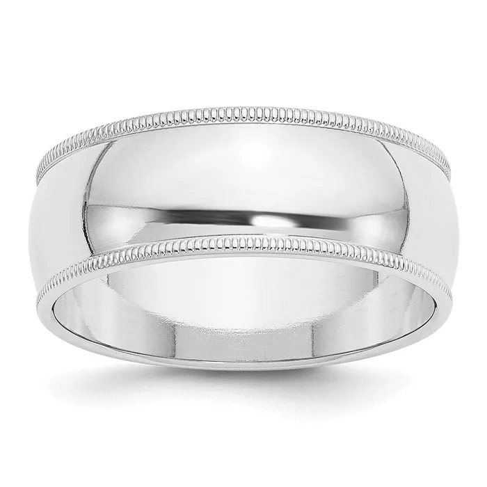 Rings Goldia Solid 14K White Gold 8mm Milgrain Half Round MensWomens Wedding Band Ring Size 85 Rings Goldia Solid 14K White Gold 8mm Milgrain Half Round MensWomens Wedding Band Ring Size 85