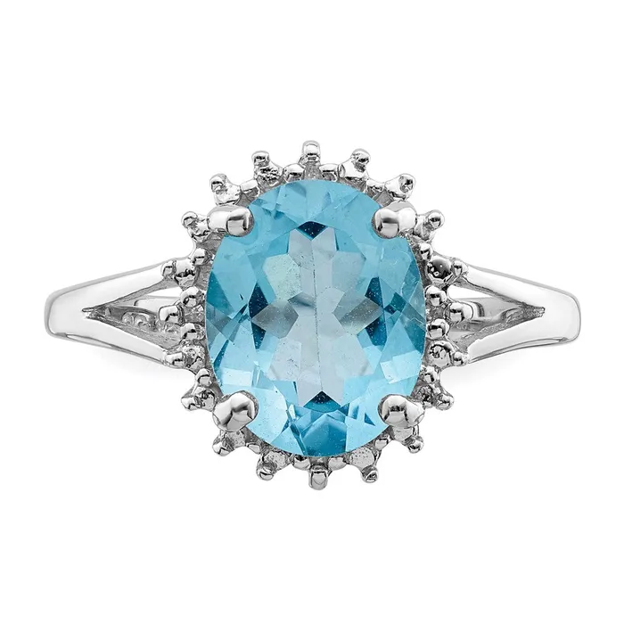 Rings Goldia Sterling Silver Rhodium Light Swiss Blue Topaz u0026 Diamond Ring