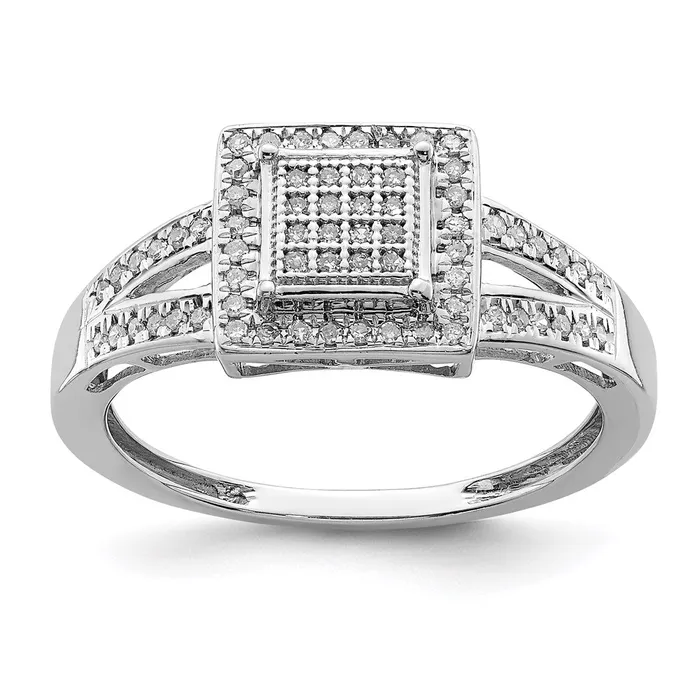 Rings Goldia Sterling Silver Rhodium Plated Diamond Square Ring