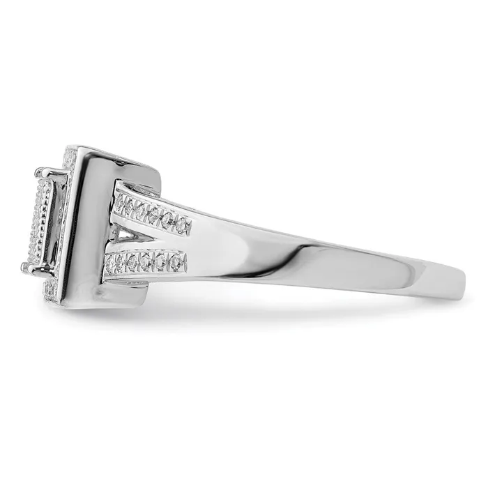 Rings Goldia Sterling Silver Rhodium Plated Diamond Square Ring