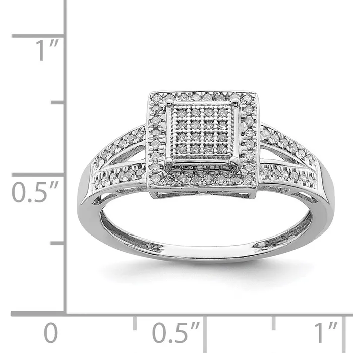 Rings Goldia Sterling Silver Rhodium Plated Diamond Square Ring