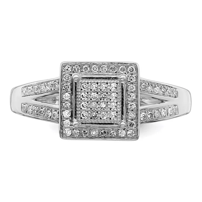 Rings Goldia Sterling Silver Rhodium Plated Diamond Square Ring