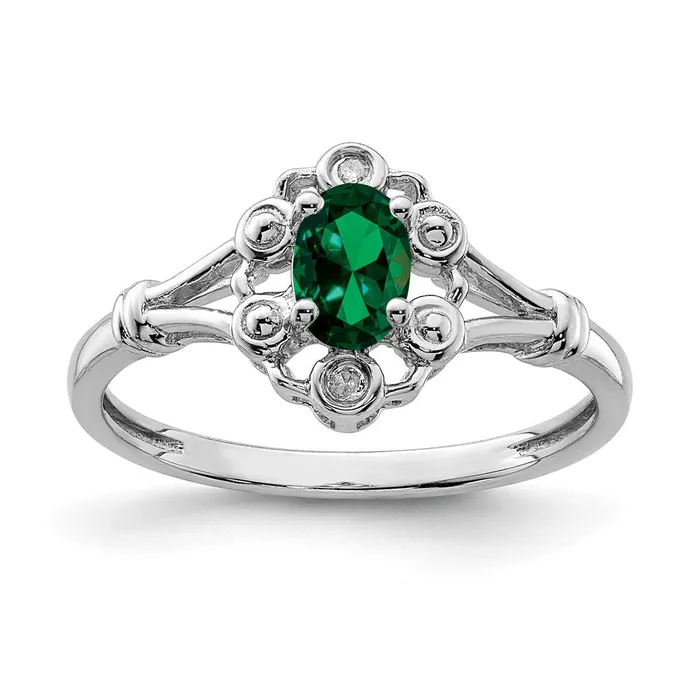 Rings Sterling Silver Rhodiumplated Created Emerald u0026 Diamond Ring Goldia Rings Sterling Silver Rhodiumplated Created Emerald u0026 Diamond Ring Goldia