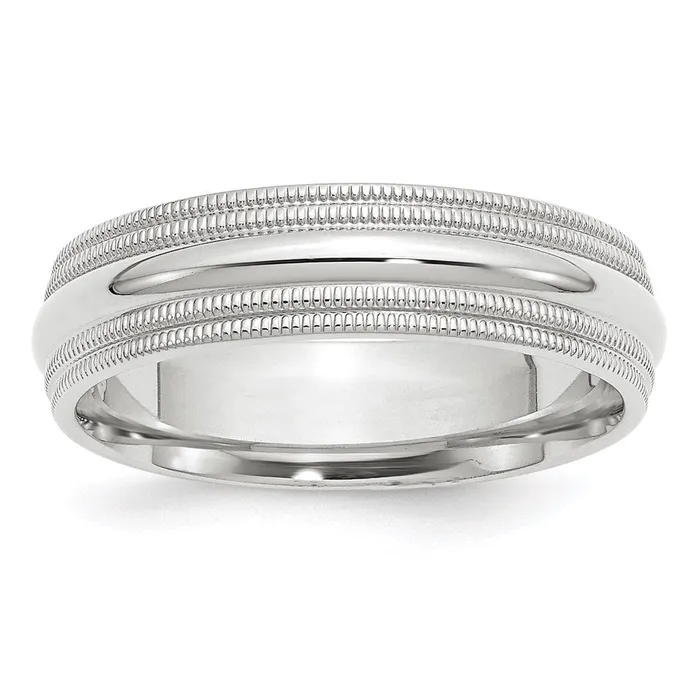 Solid 14K White Gold 6mm Double Milgrain Comfort Fit MensWomens Wedding Band Ring Size 135 Goldia Rings Solid 14K White Gold 6mm Double Milgrain Comfort Fit MensWomens Wedding Band Ring Size 135 Goldia Rings