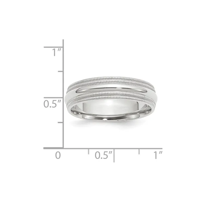Solid 14K White Gold 6mm Double Milgrain Comfort Fit MensWomens Wedding Band Ring Size 135 Goldia Rings Solid 14K White Gold 6mm Double Milgrain Comfort Fit MensWomens Wedding Band Ring Size 135 Goldia Rings