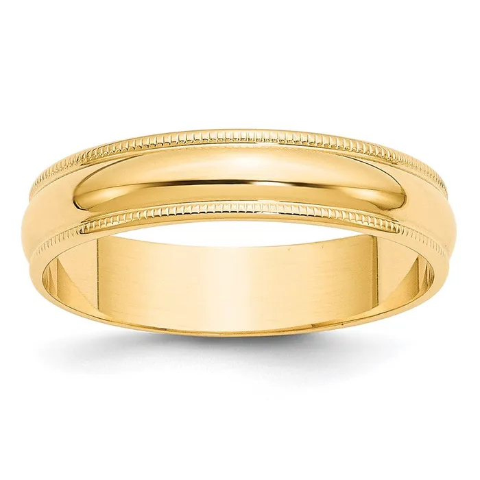 Solid 18K Yellow Gold 5mm Light Weight Milgrain Half Round MensWomens Wedding Band Ring Size 10 Goldia Rings Solid 18K Yellow Gold 5mm Light Weight Milgrain Half Round MensWomens Wedding Band Ring Size 10 Goldia Rings