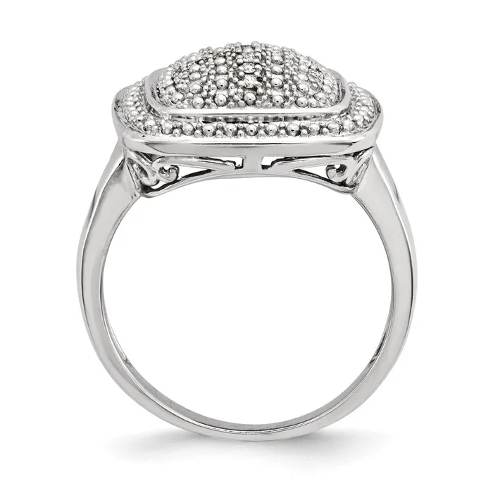 Sterling Silver Polished Square Shape Diamond Ring Goldia Rings
