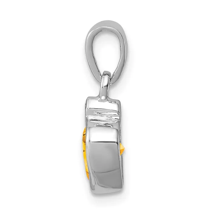 Sterling Silver Rhodium Citrine Diamond Pendant Goldia Necklaces
