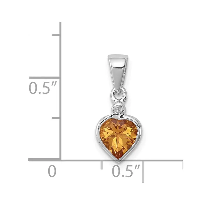 Sterling Silver Rhodium Citrine Diamond Pendant Goldia Necklaces