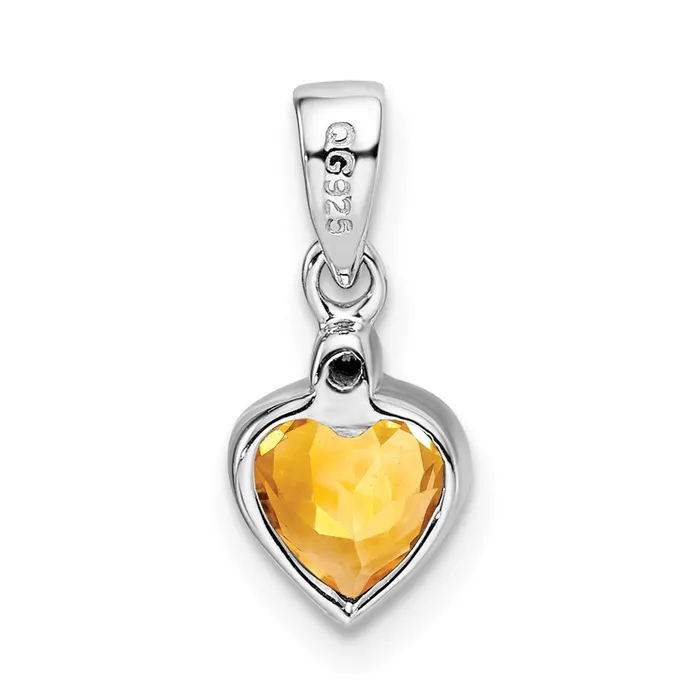 Sterling Silver Rhodium Citrine Diamond Pendant Goldia Necklaces