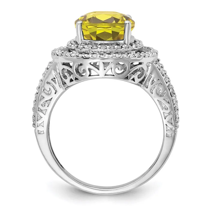 Sterling Silver Rhodium Diamond u0026 Lemon Quartz Ring Goldia Rings