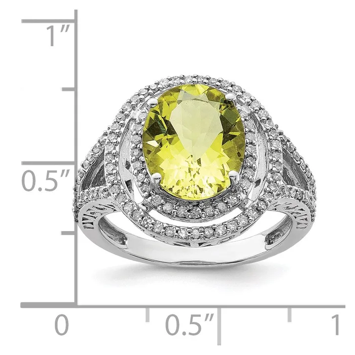 Sterling Silver Rhodium Diamond u0026 Lemon Quartz Ring Goldia Rings