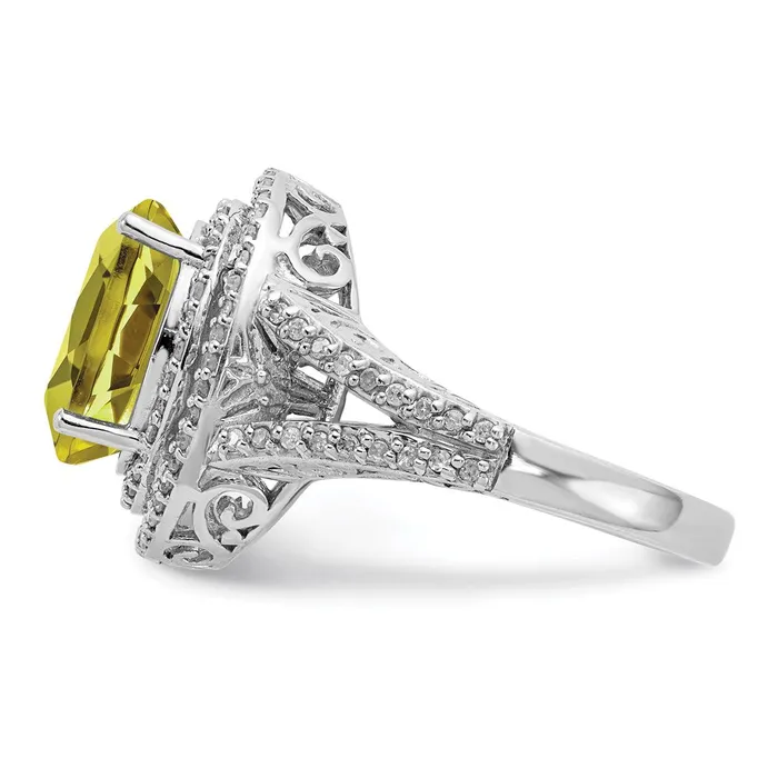 Sterling Silver Rhodium Diamond u0026 Lemon Quartz Ring Goldia Rings