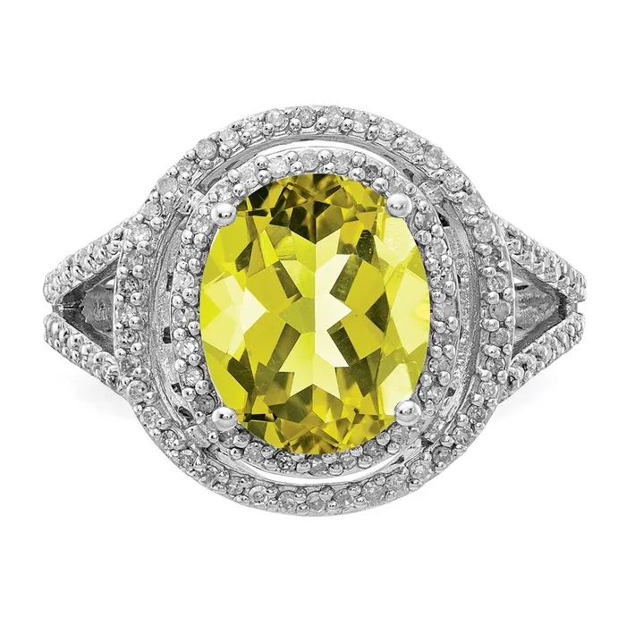 Sterling Silver Rhodium Diamond u0026 Lemon Quartz Ring Goldia Rings