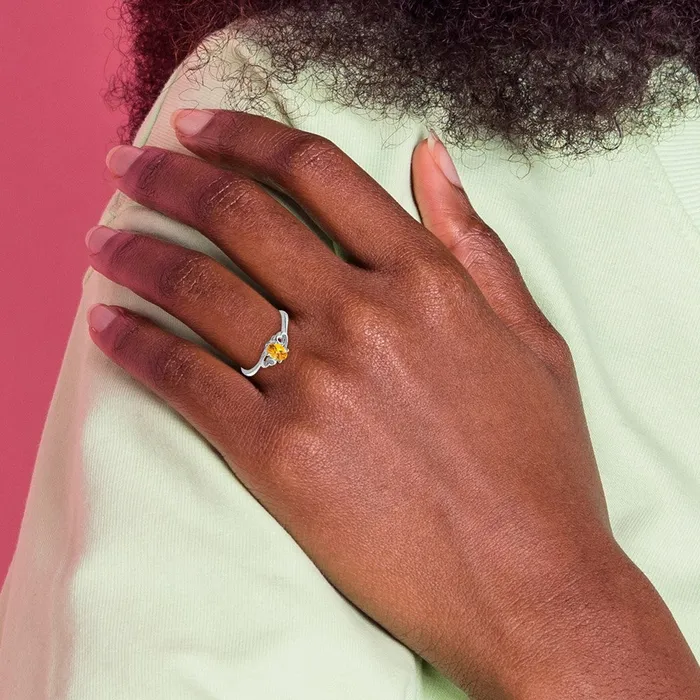 Sterling Silver Rhodiumplated Citrine Ring Goldia Rings