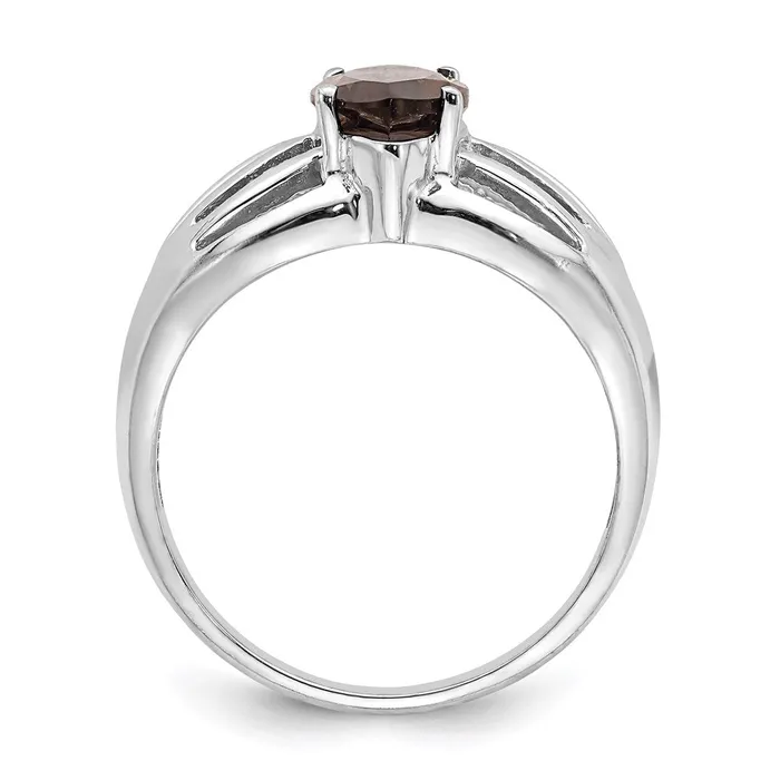 Sterling Silver Rhodium Smoky Quartz Ring Goldia Rings