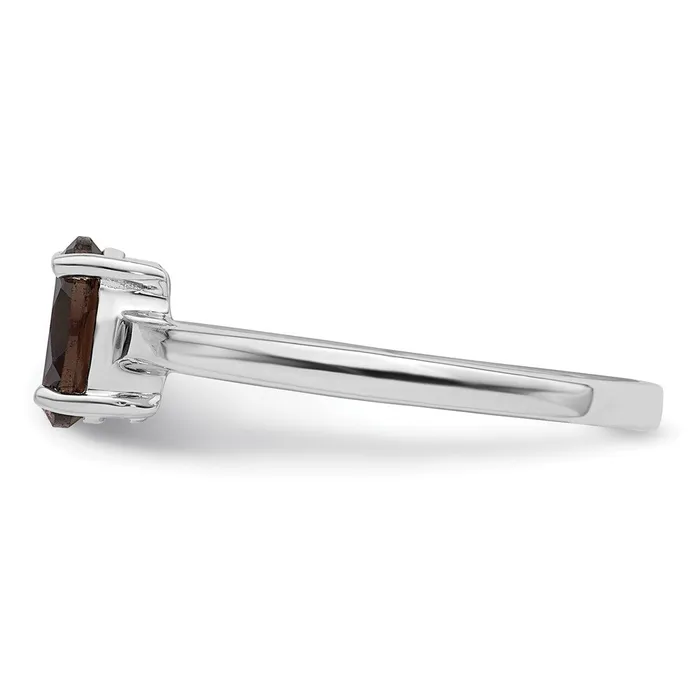 Sterling Silver Rhodium Smoky Quartz Ring Goldia Rings