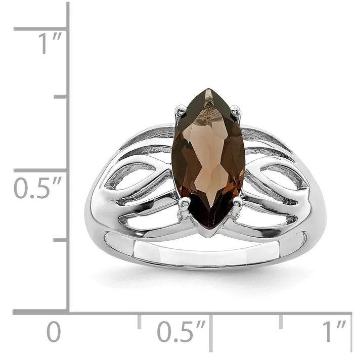 Sterling Silver Rhodium Smoky Quartz Ring Goldia Rings