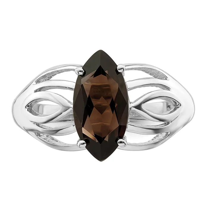 Sterling Silver Rhodium Smoky Quartz Ring Goldia Rings