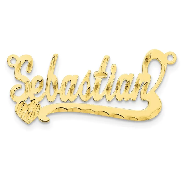 10K Diamondcut Heart Name Plate TreasureFineJewelers Necklaces