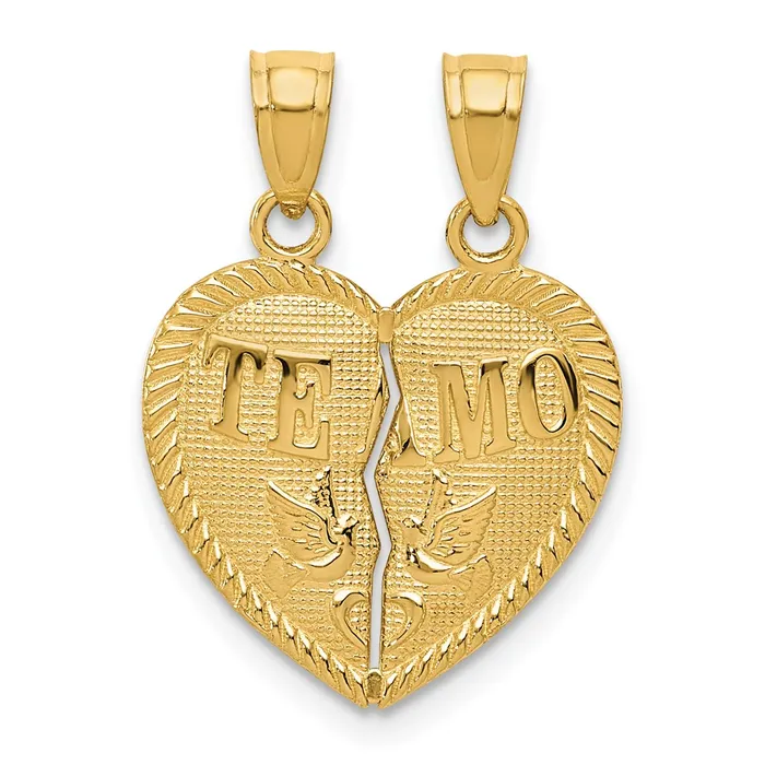 14k Break Apart Diamondcut TE AMO Heart Pendant TreasureFineJewelers Necklaces 14k Break Apart Diamondcut TE AMO Heart Pendant TreasureFineJewelers Necklaces