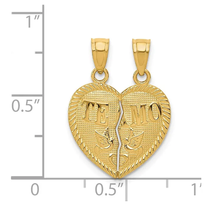 14k Break Apart Diamondcut TE AMO Heart Pendant TreasureFineJewelers Necklaces