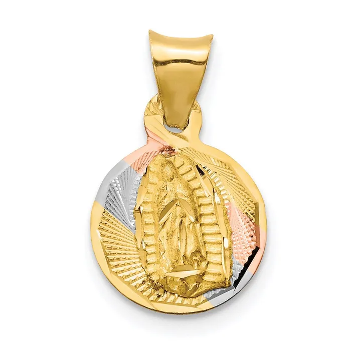 14K wRhodium Polished DC Lady Of Guadalupe Circle Pendant TreasureFineJewelers Necklaces 14K wRhodium Polished DC Lady Of Guadalupe Circle Pendant TreasureFineJewelers Necklaces