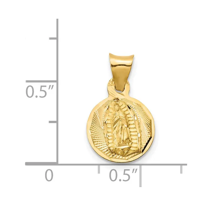 14K wRhodium Polished DC Lady Of Guadalupe Circle Pendant TreasureFineJewelers Necklaces