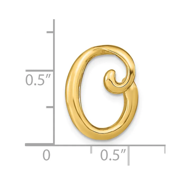 14k Yellow Gold Polished Letter O Initial Slide TreasureFineJewelers Necklaces
