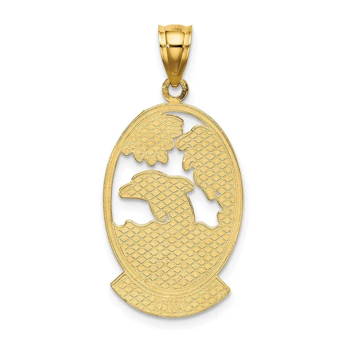 Charm Necklaces TreasureFineJewelers 14K SEA ISLE w Dolphin Sunset Scene Charm