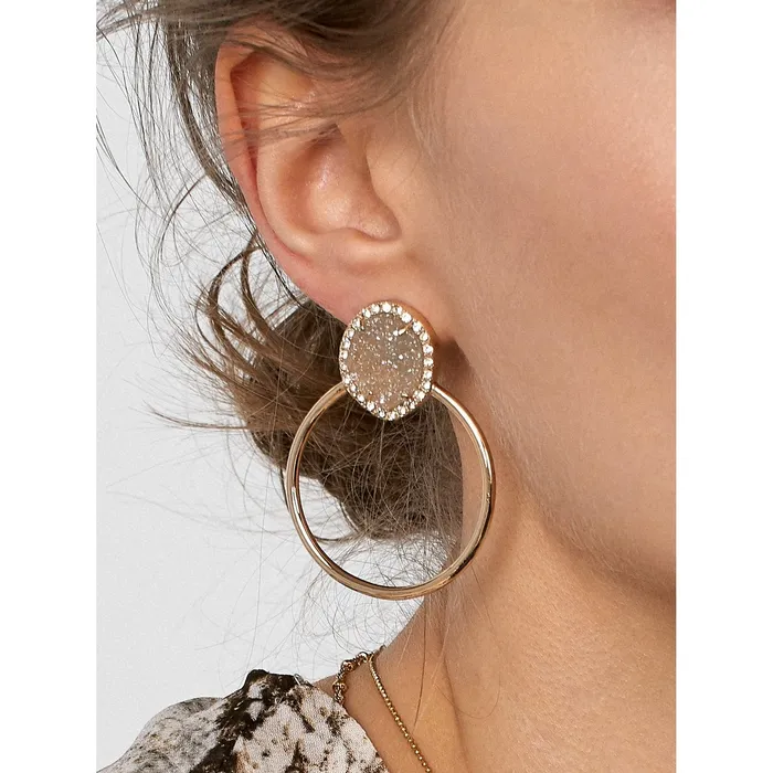 Earrings Baublebar BaubleBar Lutana Druzy Hoop Earrings