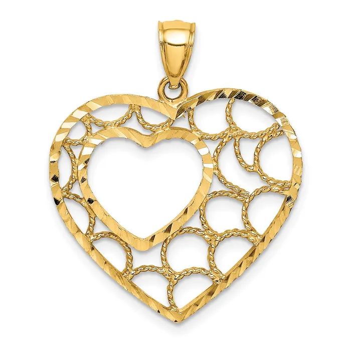 Necklaces 14K Diamondcut Heart Pendant TreasureFineJewelers