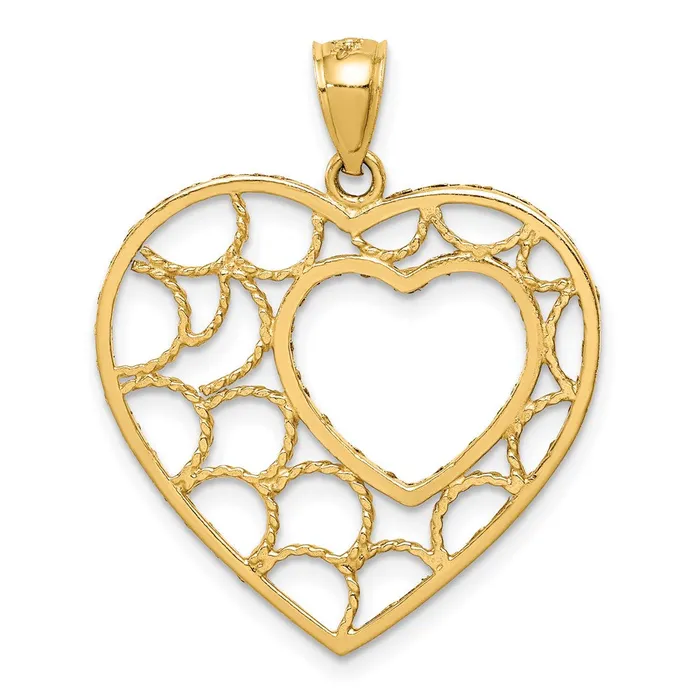 Necklaces 14K Diamondcut Heart Pendant TreasureFineJewelers