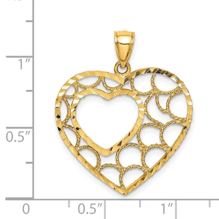 Necklaces 14K Diamondcut Heart Pendant TreasureFineJewelers