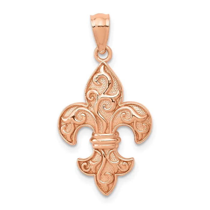 Necklaces 14k Rose Gold Fleur de lis Pendant TreasureFineJewelers