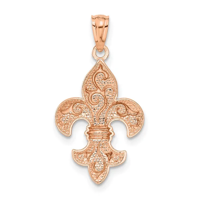 Necklaces 14k Rose Gold Fleur de lis Pendant TreasureFineJewelers