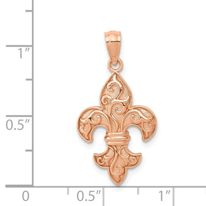Necklaces 14k Rose Gold Fleur de lis Pendant TreasureFineJewelers