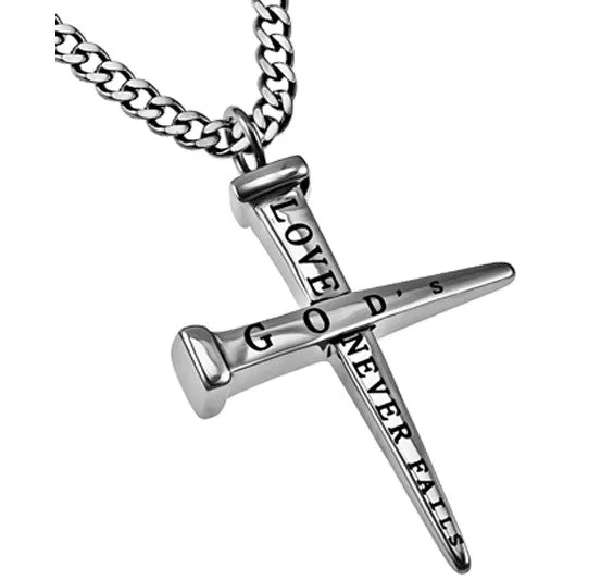 Necklaces North Arrow Shop Nail Cross Necklace Bible Verse 1 Corinthians 1348 Love Never Fails Jewelry Stainless Steel Curb Chain Necklaces North Arrow Shop Nail Cross Necklace Bible Verse 1 Corinthians 1348 Love Never Fails Jewelry Stainless Steel Curb Chain