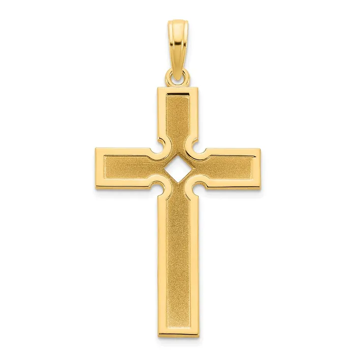 Necklaces TreasureFineJewelers 14k Polished and Satin Cross Pendant