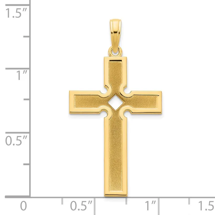 Necklaces TreasureFineJewelers 14k Polished and Satin Cross Pendant